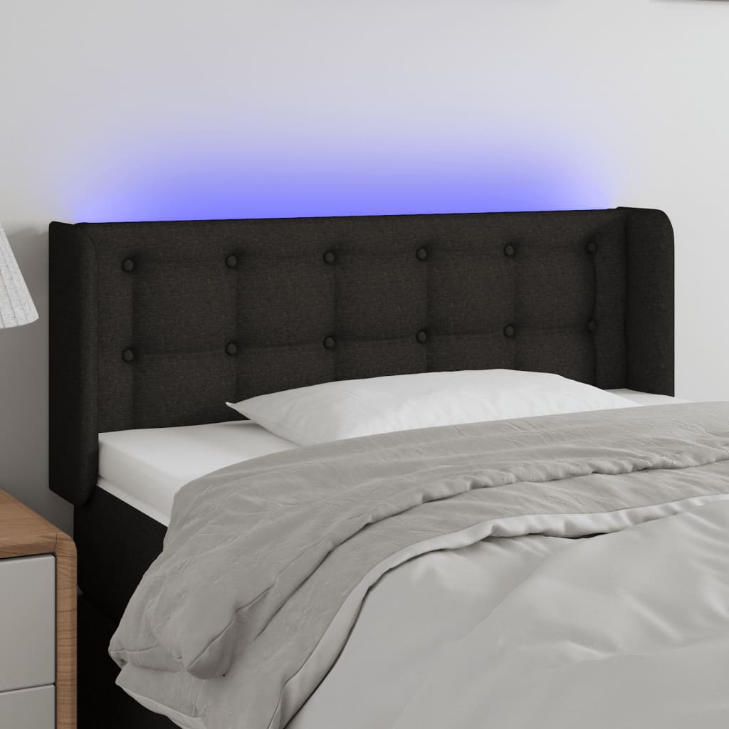 LED uzglavlje crno 93x16x78/88 cm od tkanine