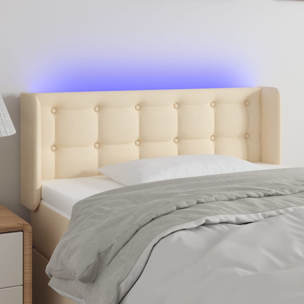 LED uzglavlje krem 93x16x78/88 cm od tkanine