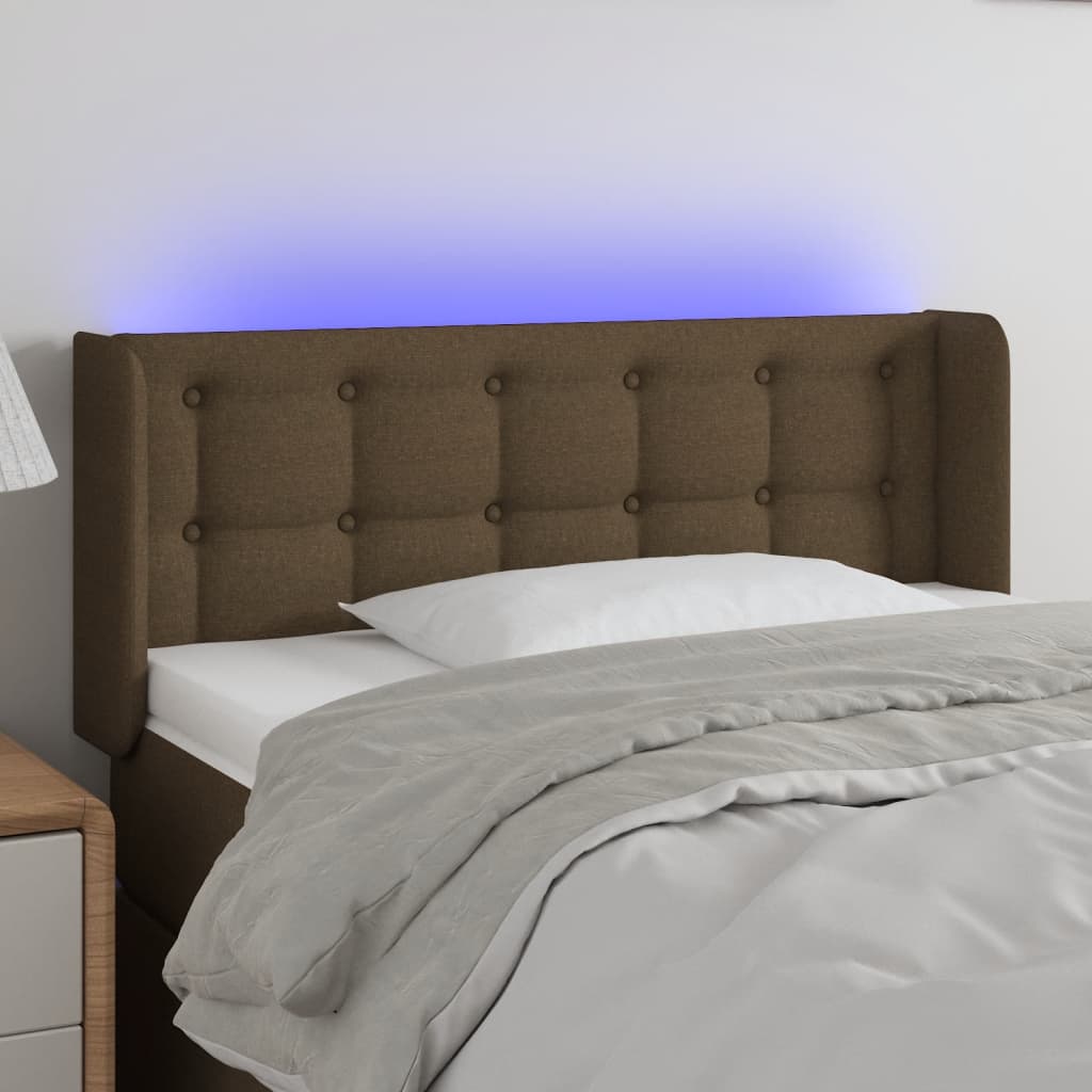 LED Uzglavlje tamnosmeđe 103x16x78/88 cm od tkanine