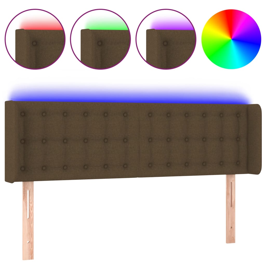LED uzglavlje tamnosmeđe 147x16x78/88 cm od tkanine