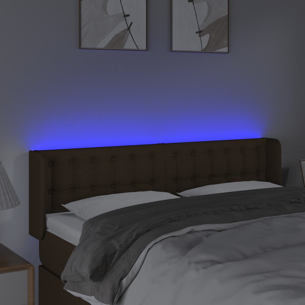 LED uzglavlje tamnosmeđe 147x16x78/88 cm od tkanine