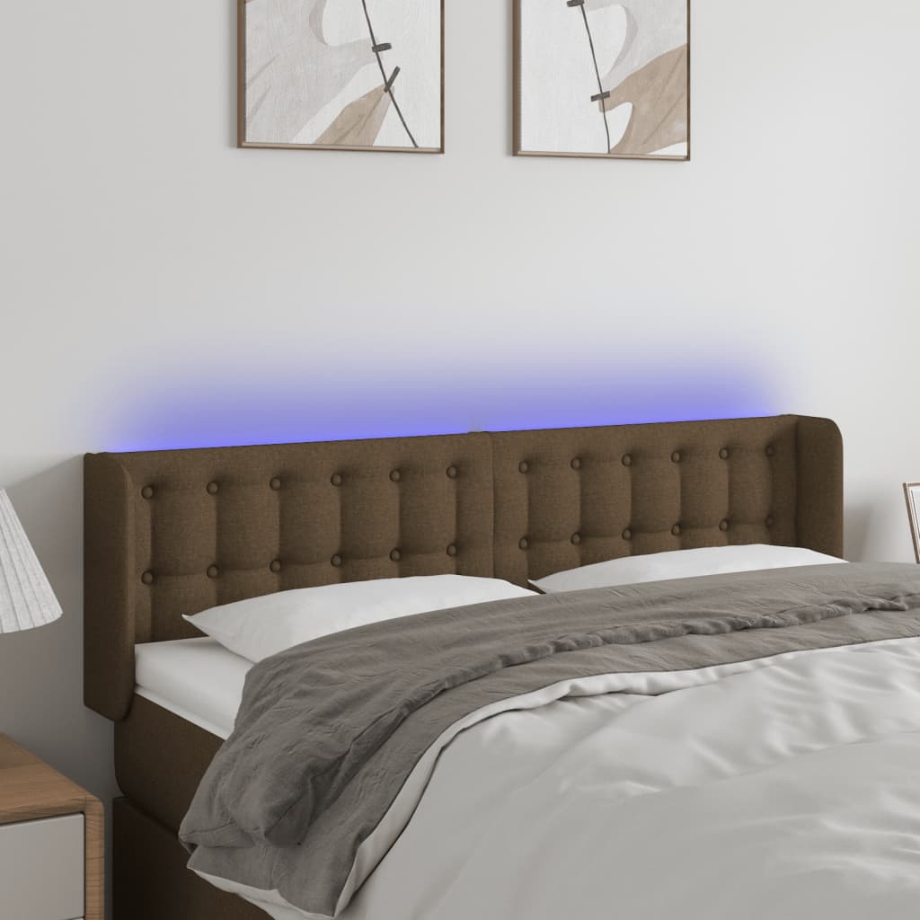 LED uzglavlje tamnosmeđe 147x16x78/88 cm od tkanine