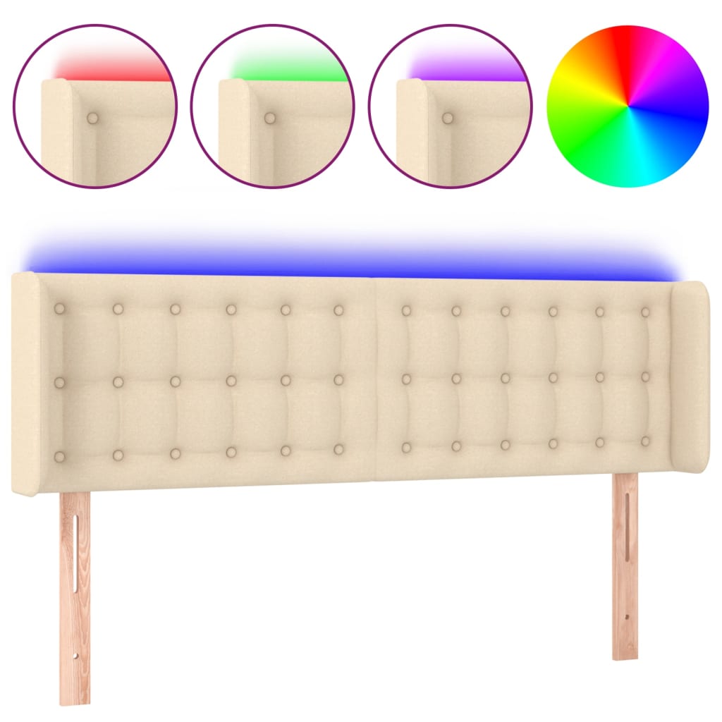 LED uzglavlje krem 147x16x78/88 cm od tkanine