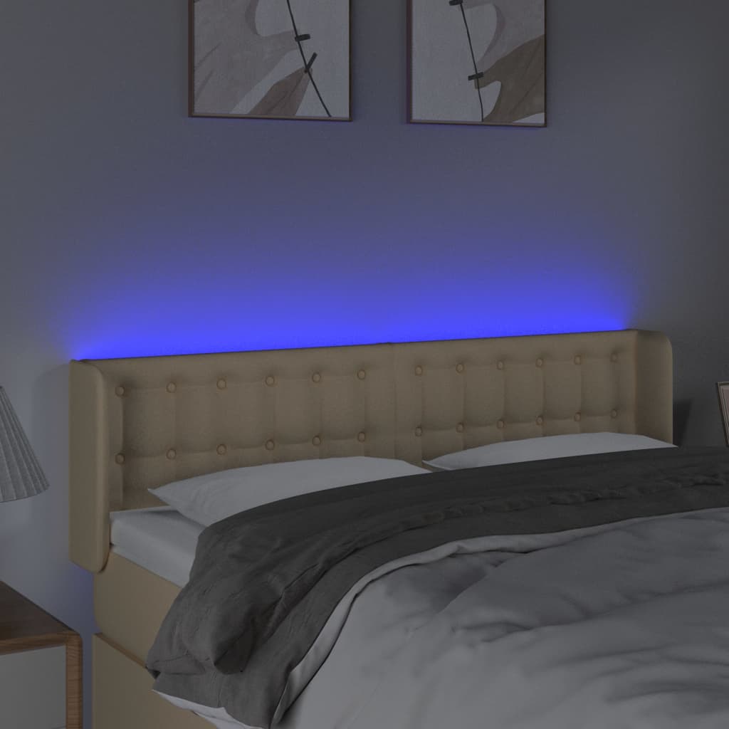 LED uzglavlje krem 147x16x78/88 cm od tkanine