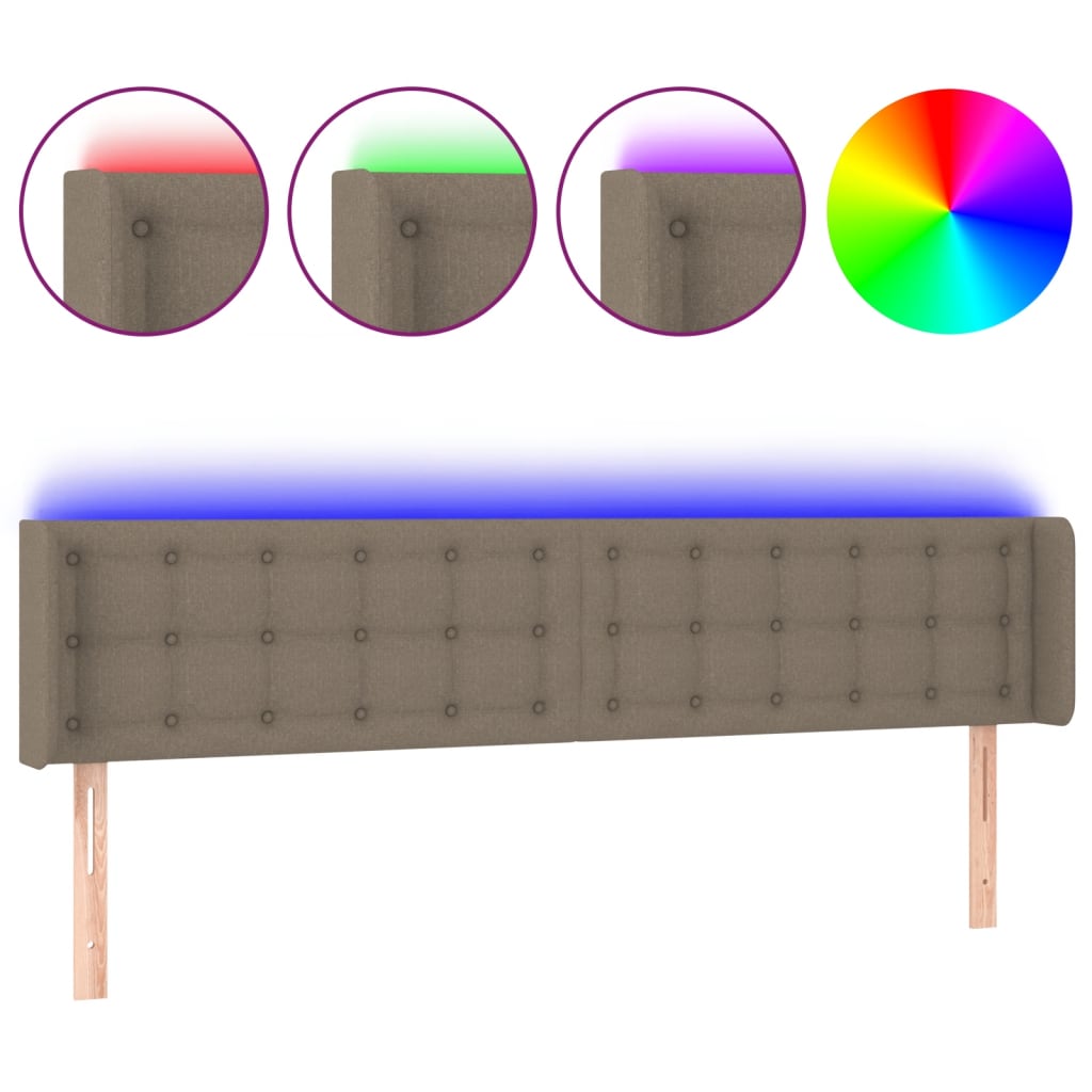 LED uzglavlje smeđesivo 163x16x78/88 cm od tkanine