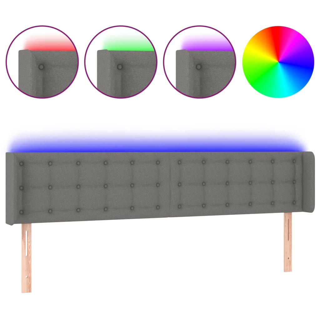 LED uzglavlje tamnosivo 203x16x78/88 cm od tkanine