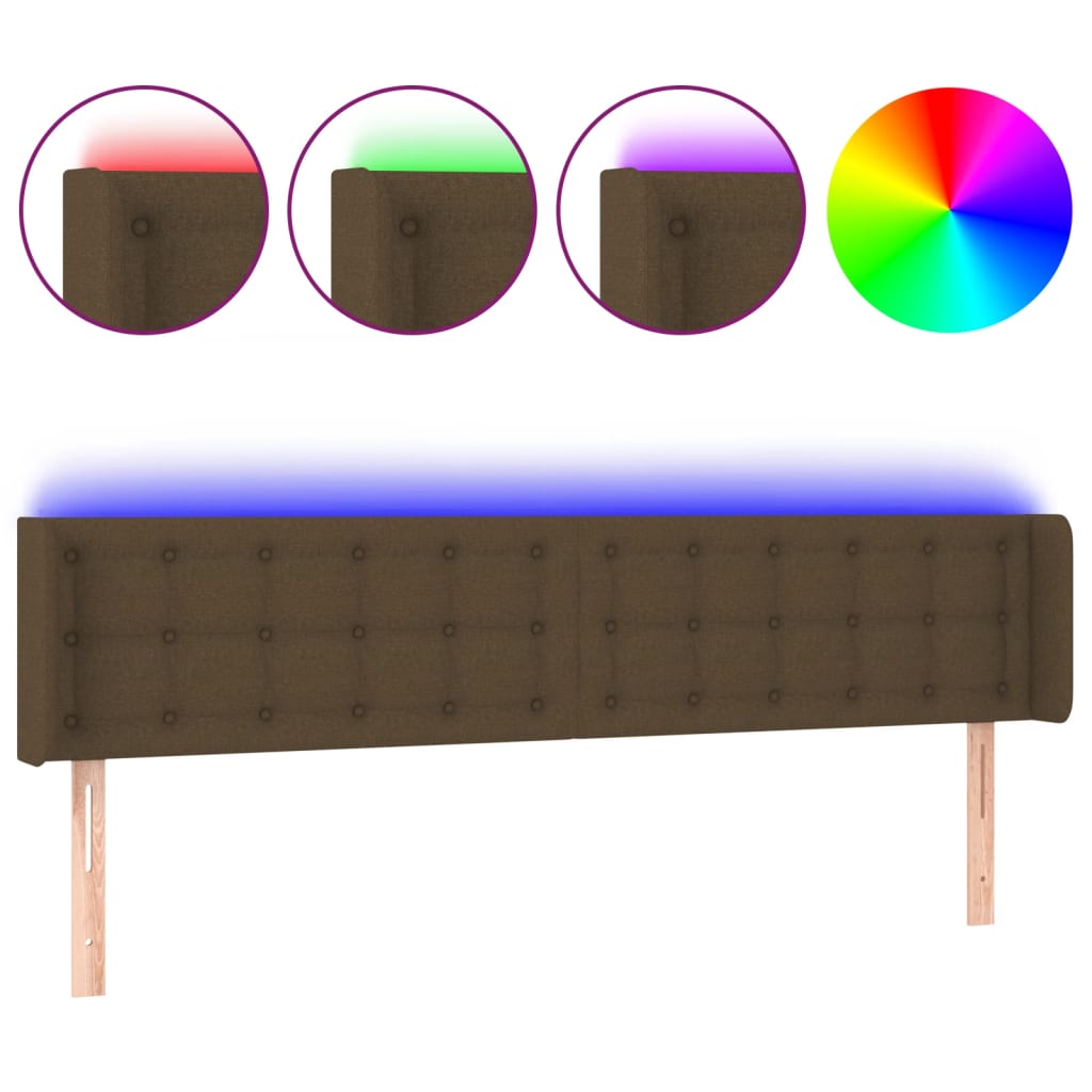 LED uzglavlje tamnosmeđe 203x16x78/88 cm od tkanine