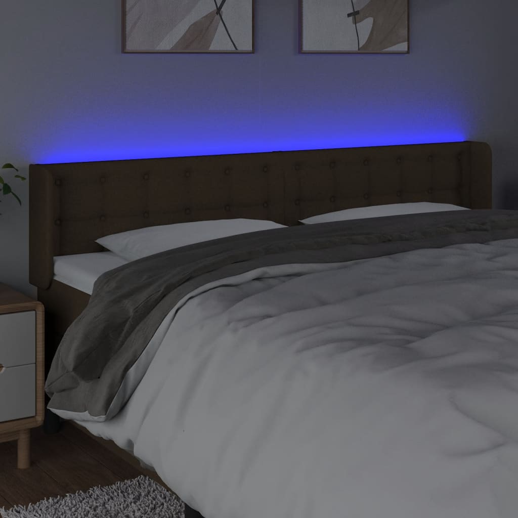 LED uzglavlje tamnosmeđe 203x16x78/88 cm od tkanine