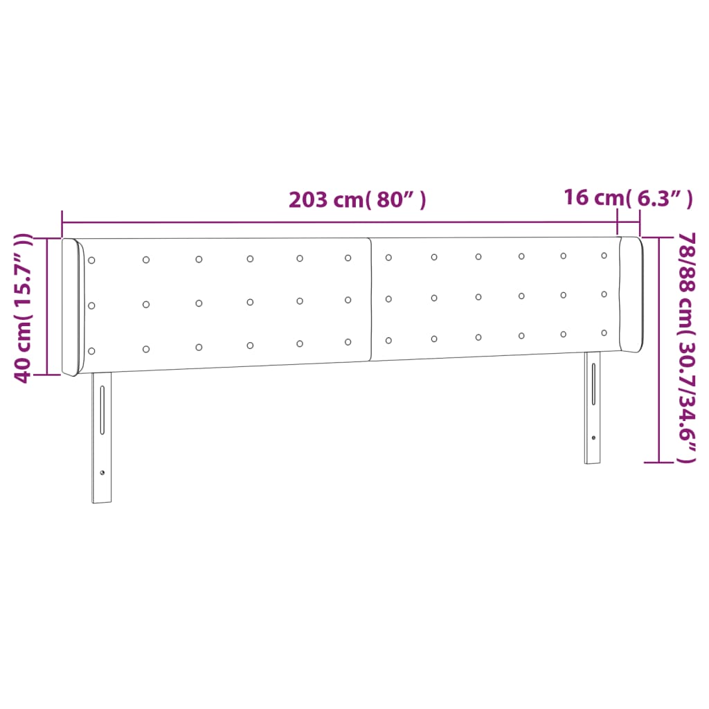 LED uzglavlje tamnosmeđe 203x16x78/88 cm od tkanine