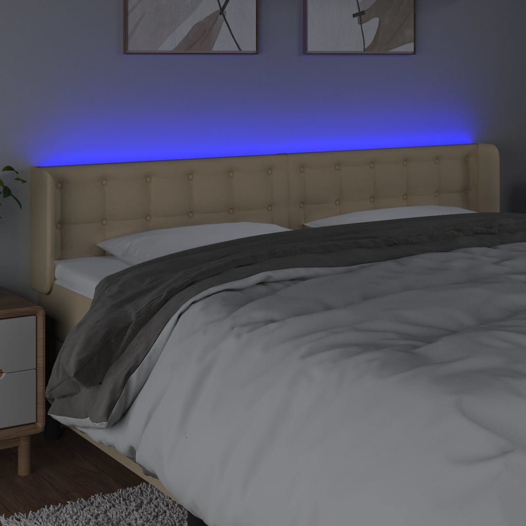 LED uzglavlje krem 203x16x78/88 cm od tkanine