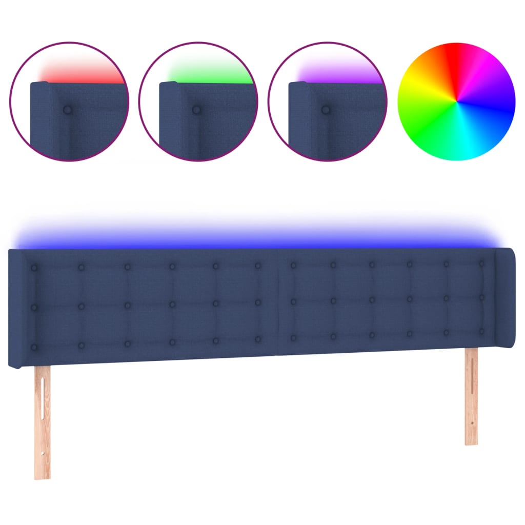 LED uzglavlje plavo 203x16x78/88 cm od tkanine