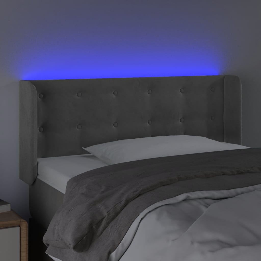 LED uzglavlje svjetlosivo 83x16x78/88 cm baršunasto
