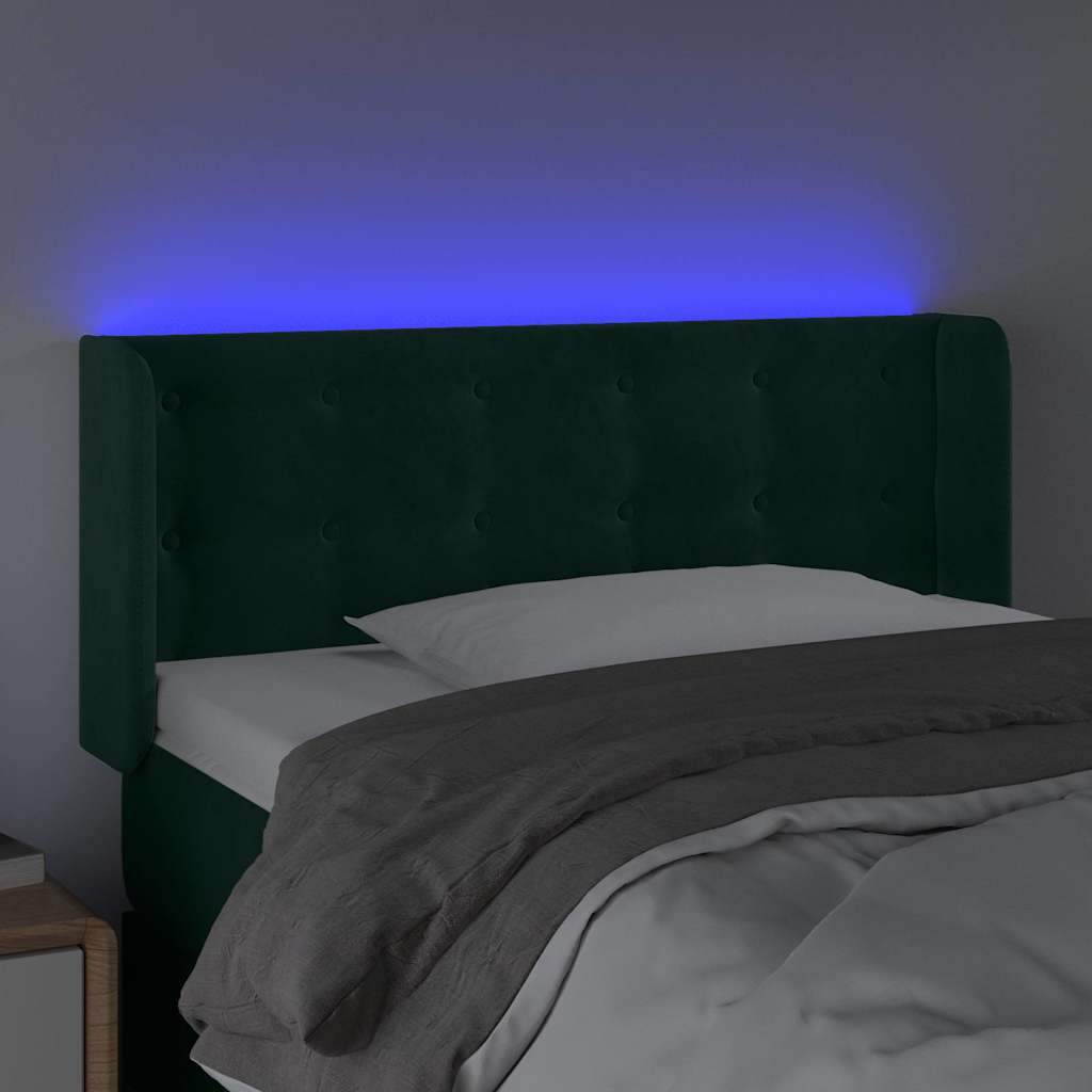 LED uzglavlje tamnozeleno 83x16x78/88 cm baršunasto