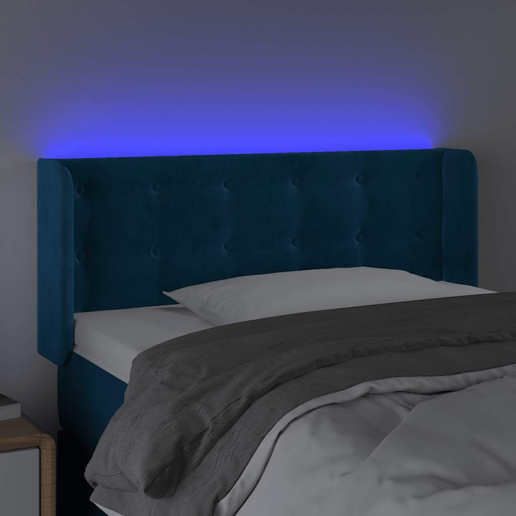 LED uzglavlje tamnoplavo 83x16x78/88 cm baršunasto