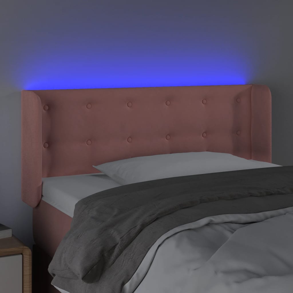 LED uzglavlje ružičasto 83x16x78/88 cm baršunasto