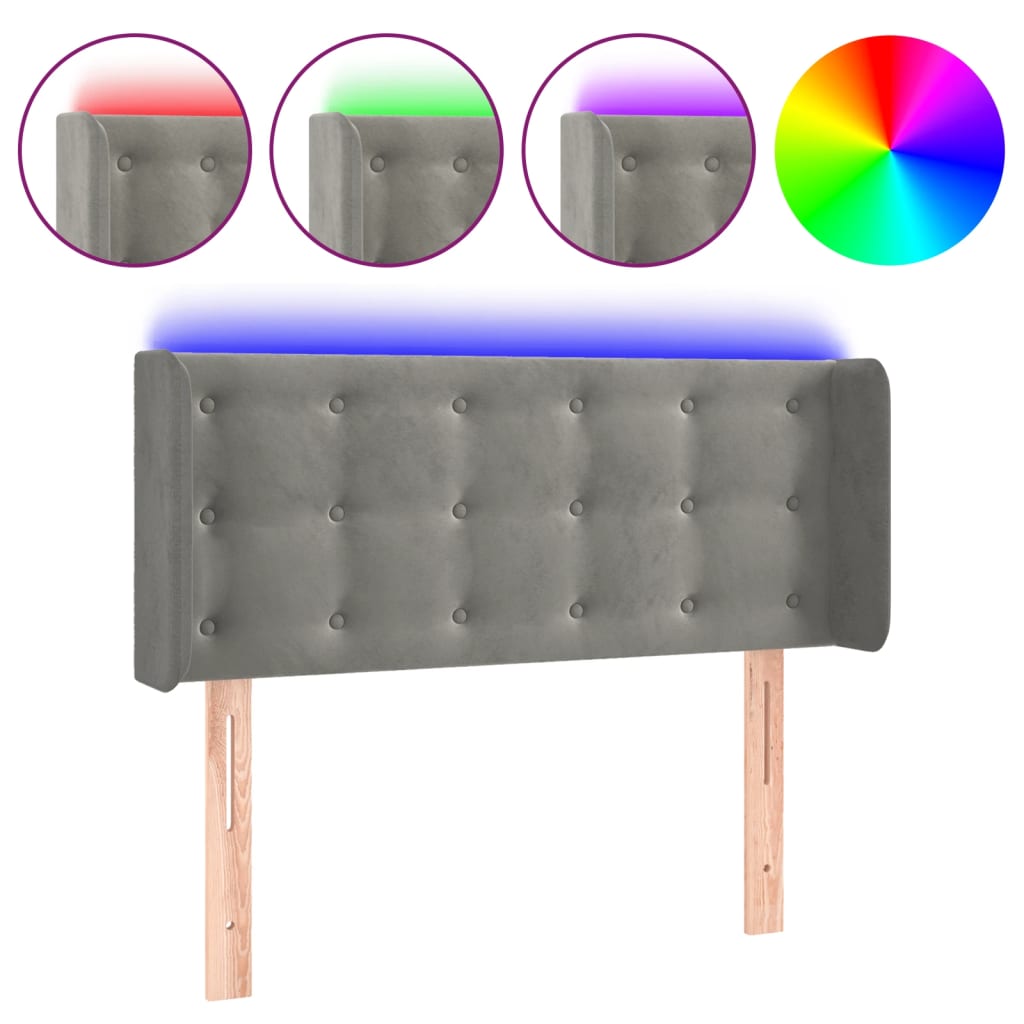 LED uzglavlje svjetlosivo 93x16x78/88 cm baršunasto
