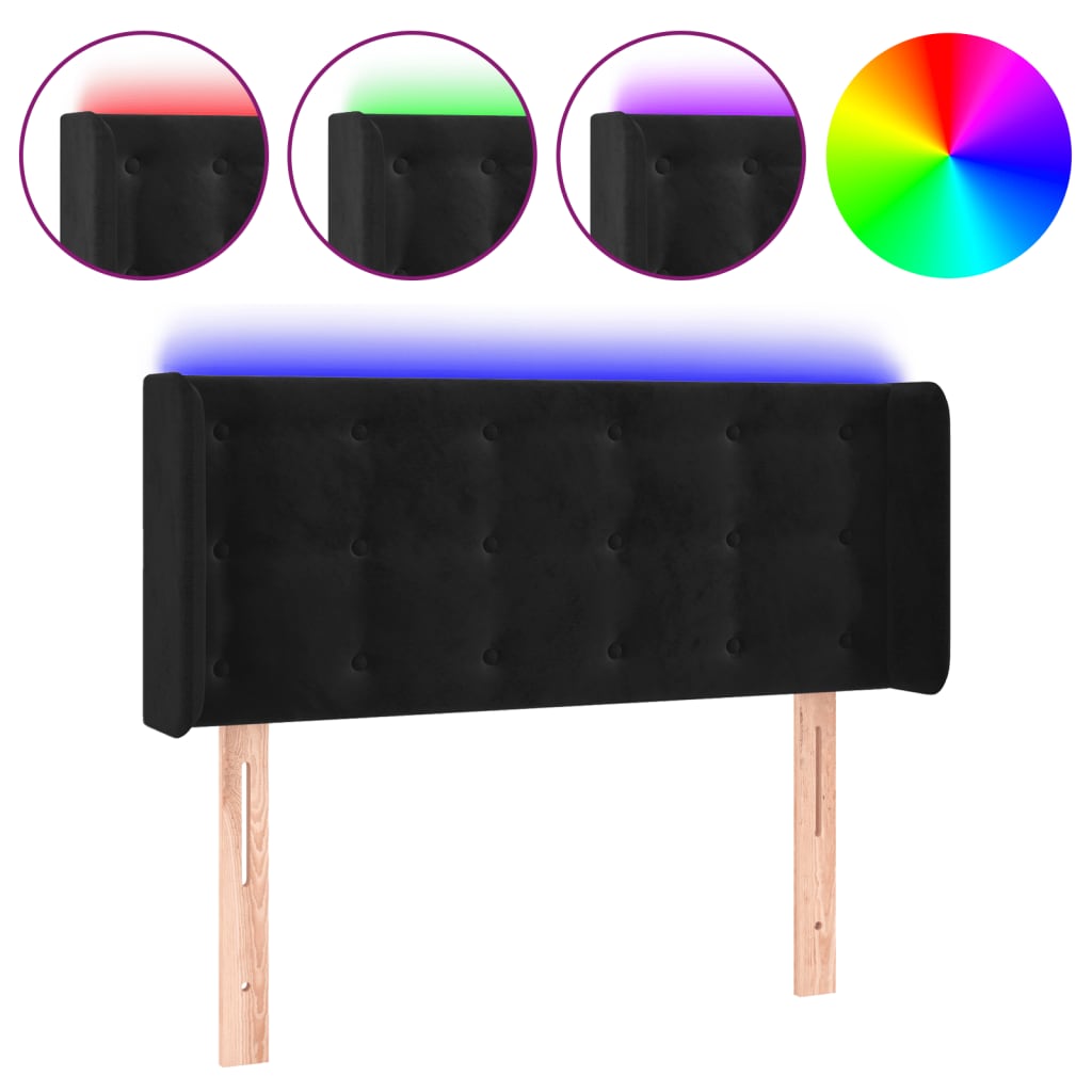 LED uzglavlje crno 93x16x78/88 cm baršunasto