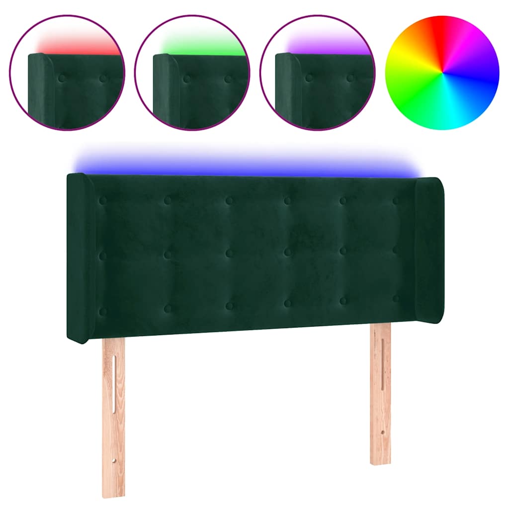 LED uzglavlje tamnozeleno 93x16x78/88 cm baršunasto
