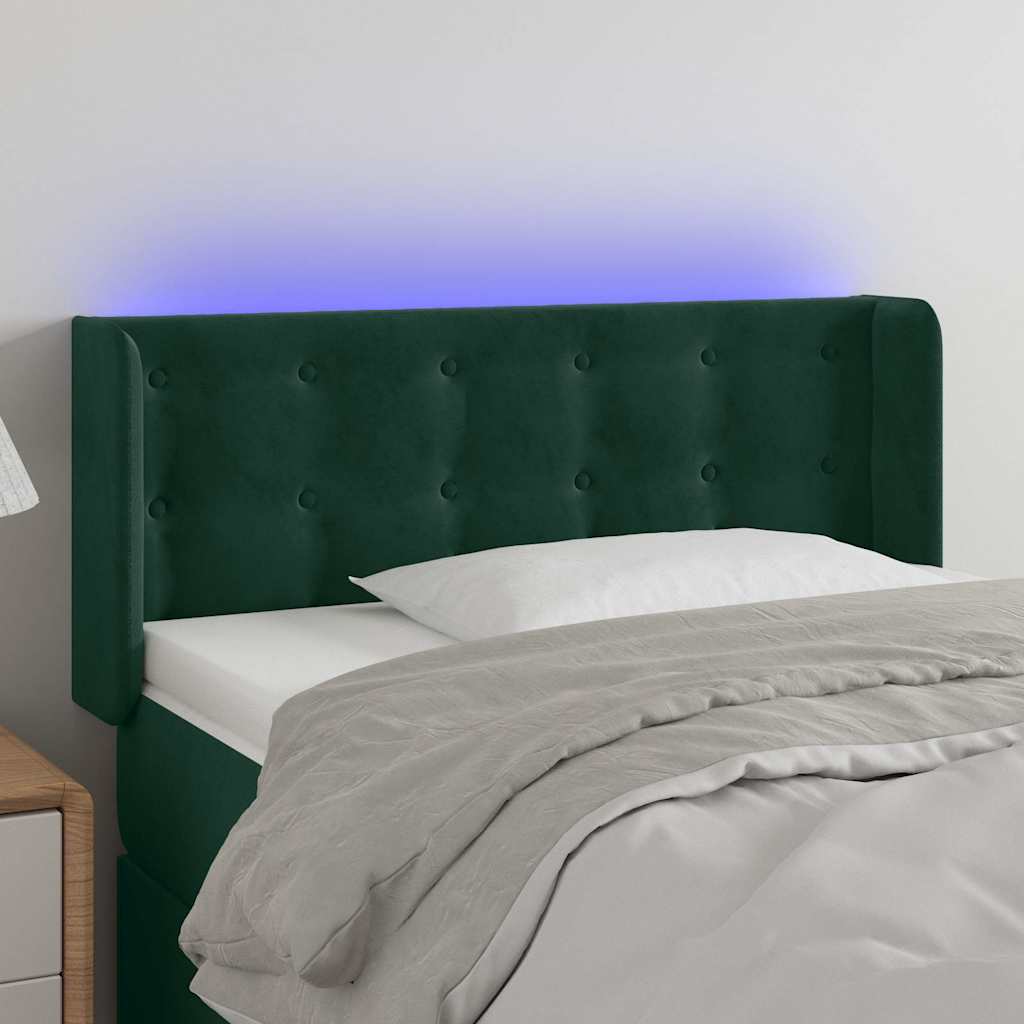 LED uzglavlje tamnozeleno 93x16x78/88 cm baršunasto