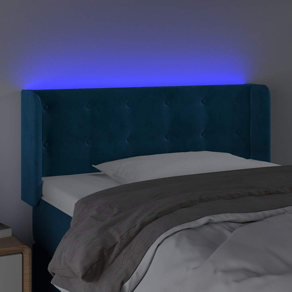 LED uzglavlje tamnoplavo 93x16x78/88 cm baršunasto