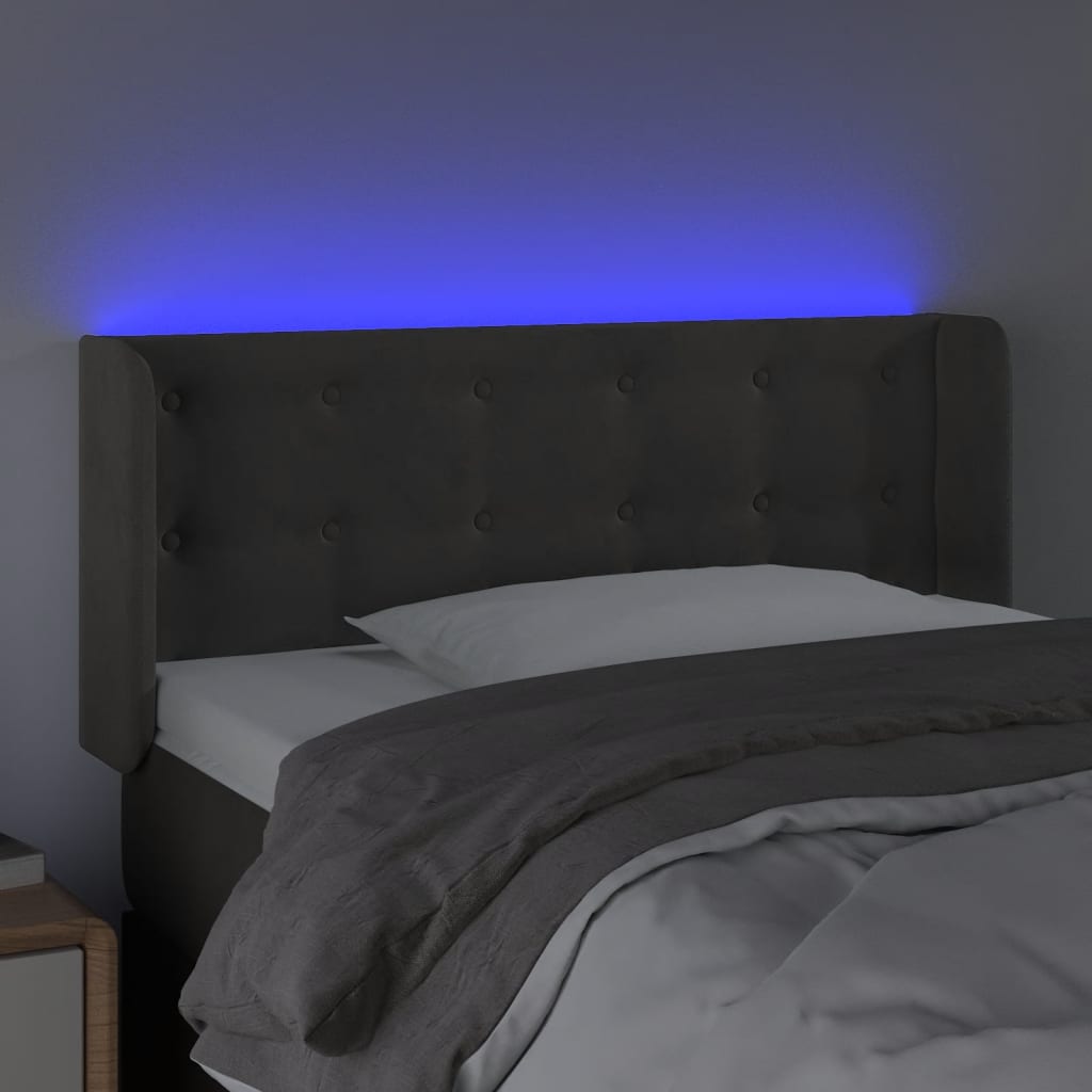 LED uzglavlje tamnosivo 103x16x78/88 cm baršunasto