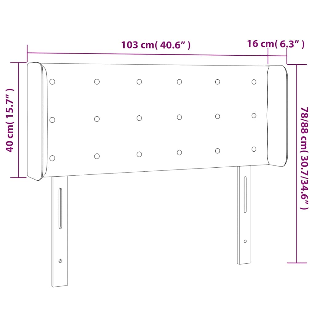 LED uzglavlje tamnoplavo 103x16x78/88 cm baršunasto