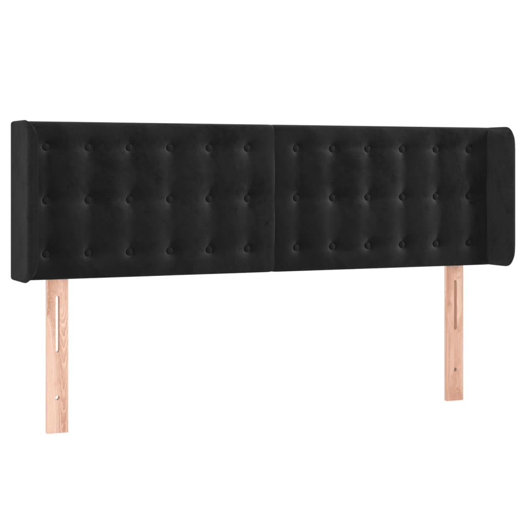 LED uzglavlje crno 147x16x78/88 cm baršunasto