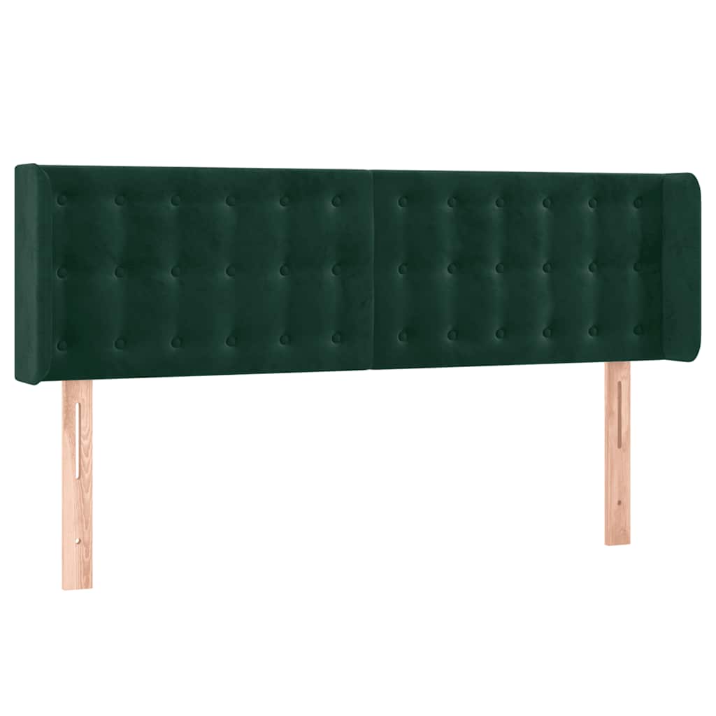 LED uzglavlje tamnozeleno 147x16x78/88 cm baršunasto