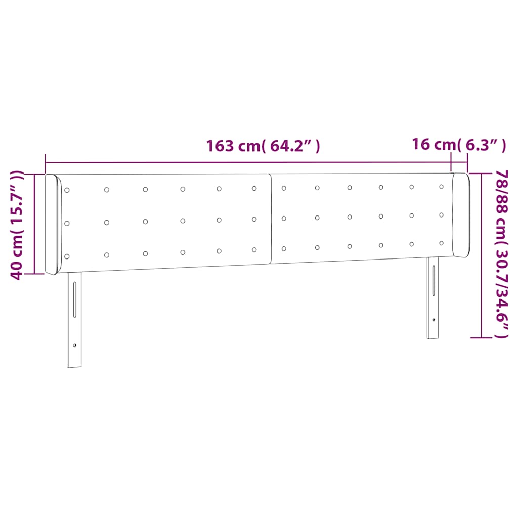 LED uzglavlje tamnozeleno 163x16x78/88 cm baršunasto