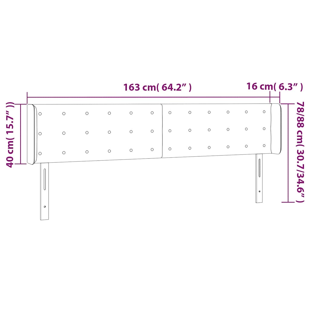LED uzglavlje tamnoplavo 163x16x78/88 cm baršunasto