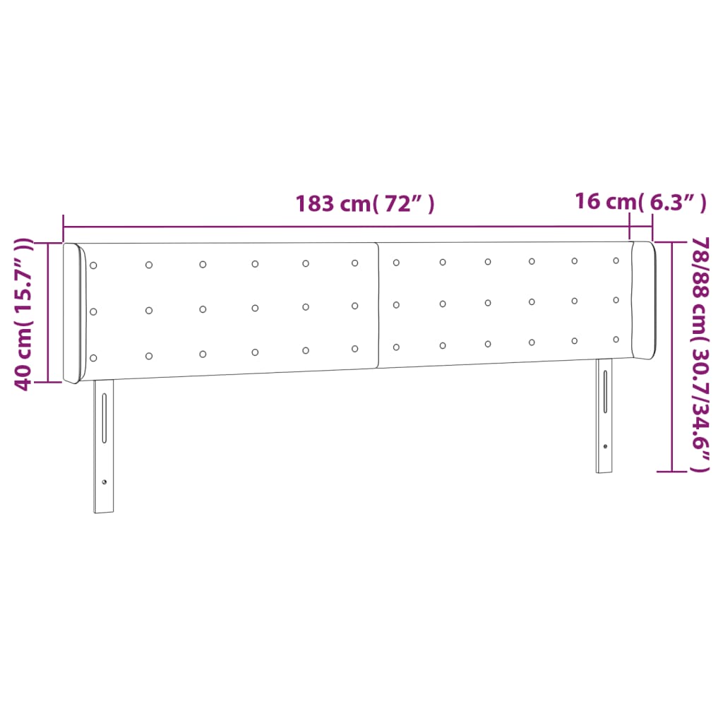 LED uzglavlje svjetlosivo 183x16x78/88 cm baršunasto