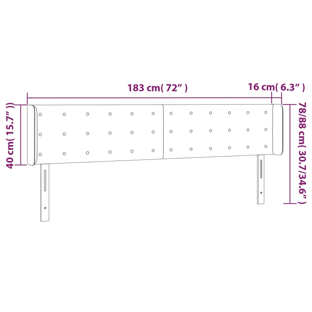 LED uzglavlje crno 183x16x78/88 cm baršunasto