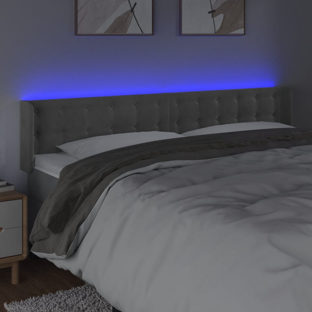LED uzglavlje svjetlosivo 203x16x78/88 cm baršunasto