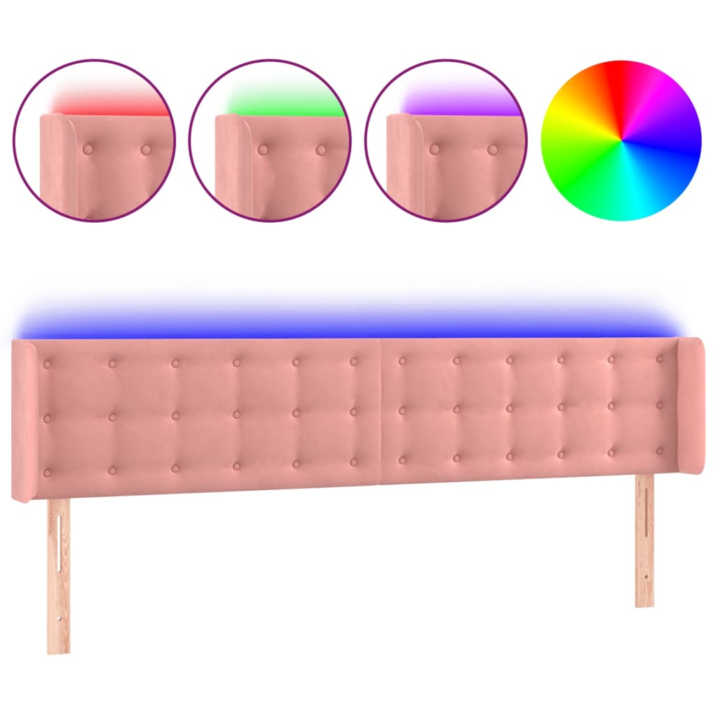 LED uzglavlje ružičasto 203x16x78/88 cm baršunasto