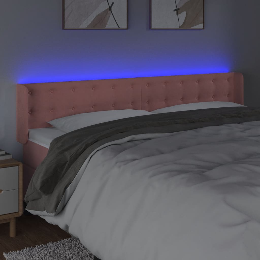 LED uzglavlje ružičasto 203x16x78/88 cm baršunasto