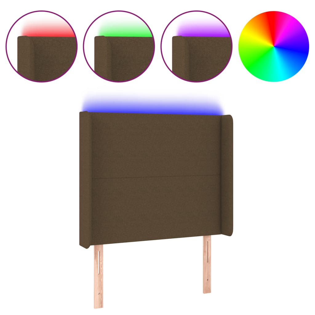 LED uzglavlje tamnosmeđe 83x16x118/128 cm od tkanine