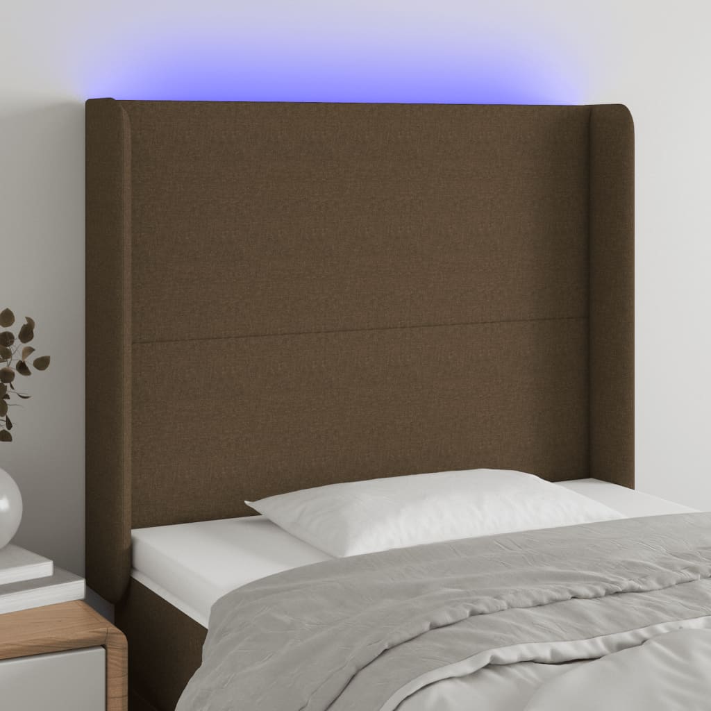 LED uzglavlje tamnosmeđe 83x16x118/128 cm od tkanine