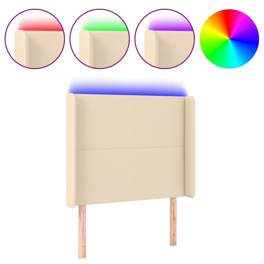 LED uzglavlje krem 83 x 16 x 118/128 cm od tkanine