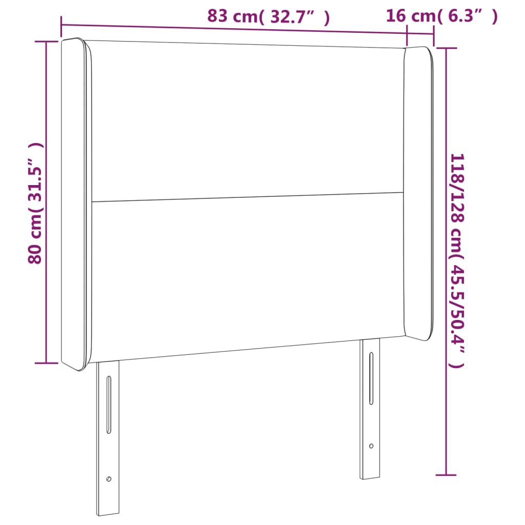 LED uzglavlje krem 83 x 16 x 118/128 cm od tkanine