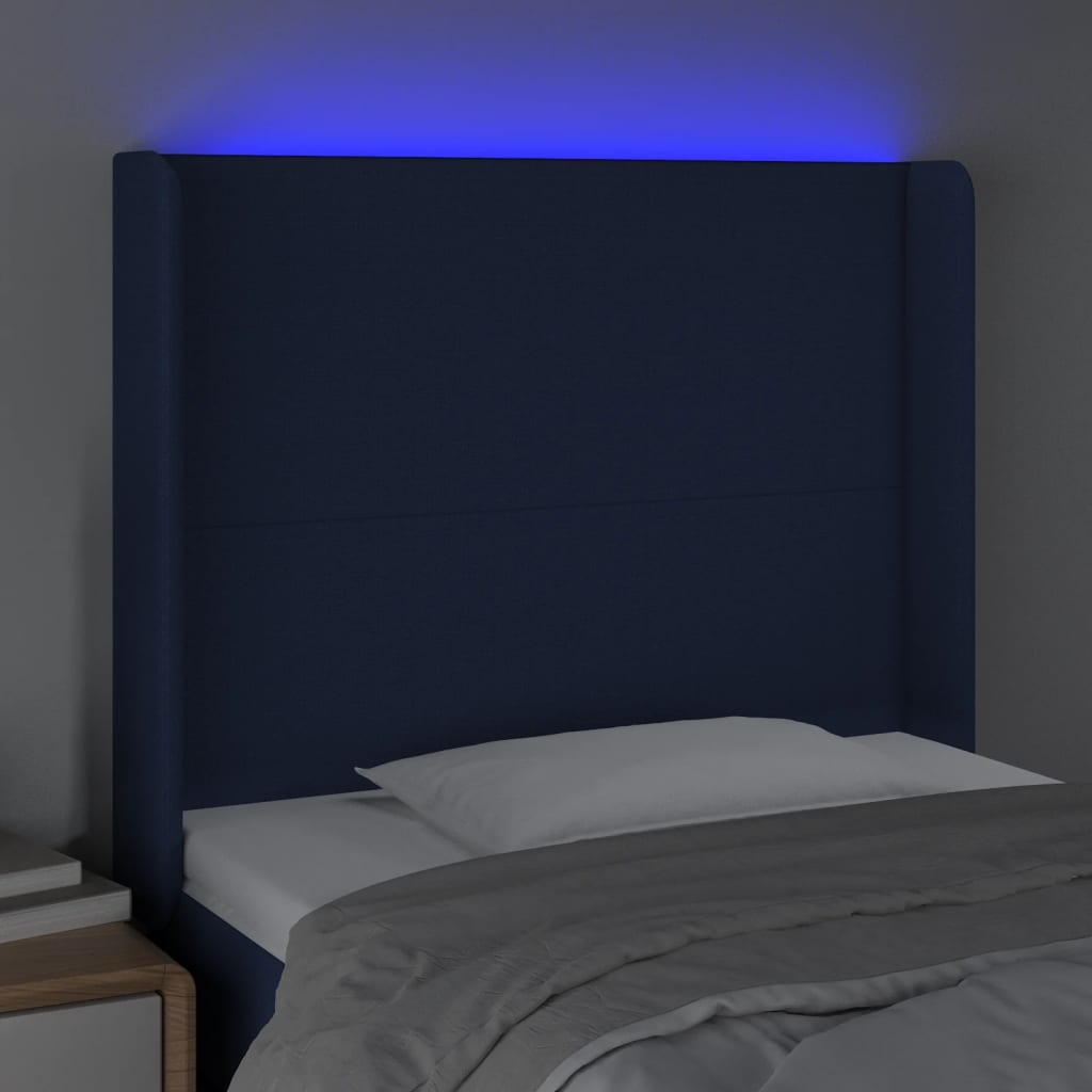 LED uzglavlje plavo 83 x 16 x 118/128 cm od tkanine