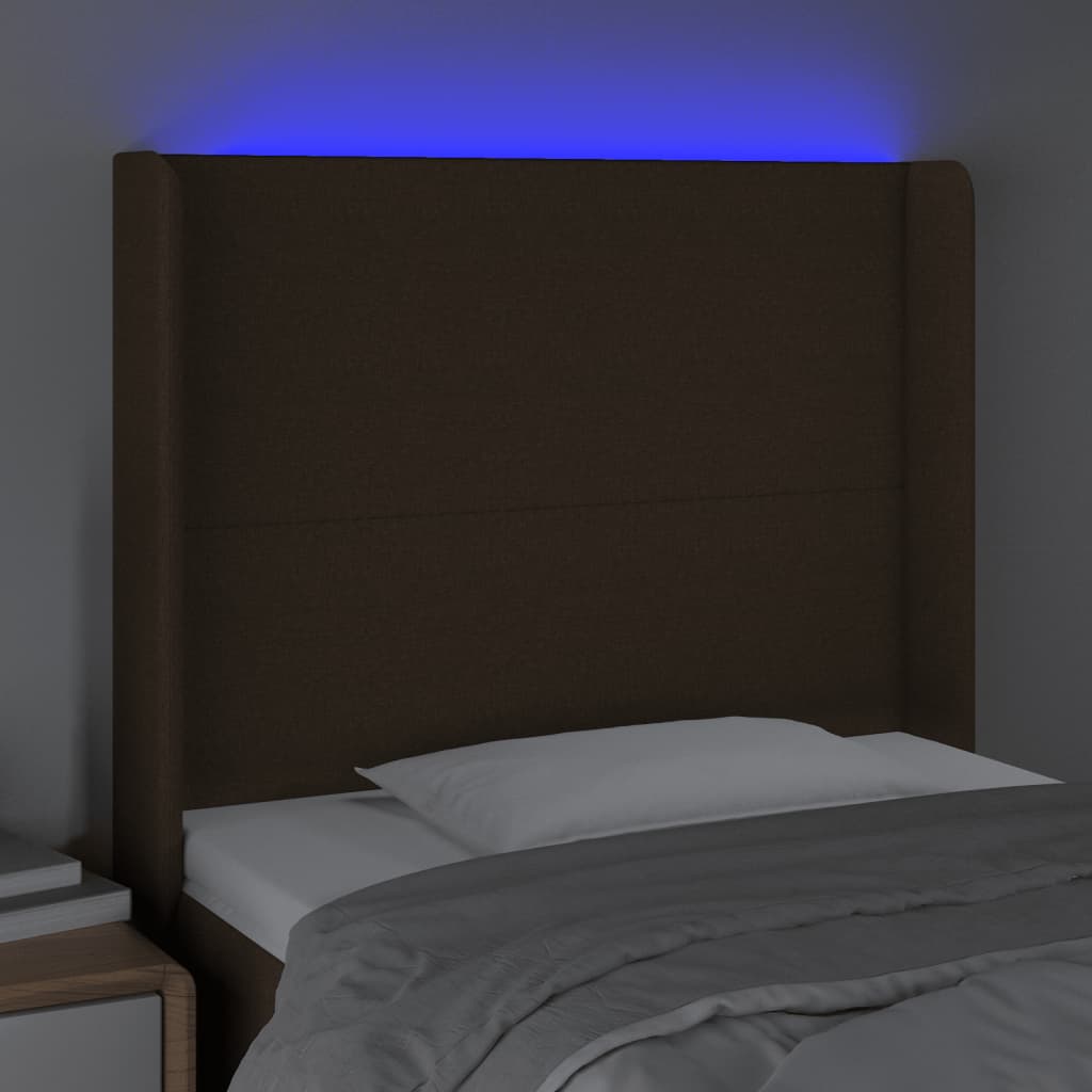 LED uzglavlje tamnosmeđe 93x16x118/128 cm od tkanine