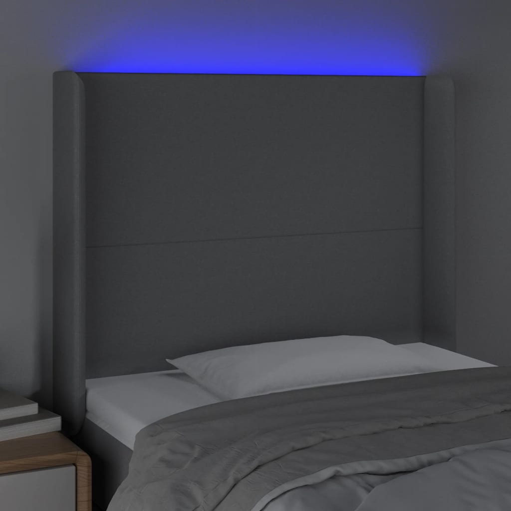 LED uzglavlje svjetlosivo 103 x 16 x 118/128 cm od tkanine