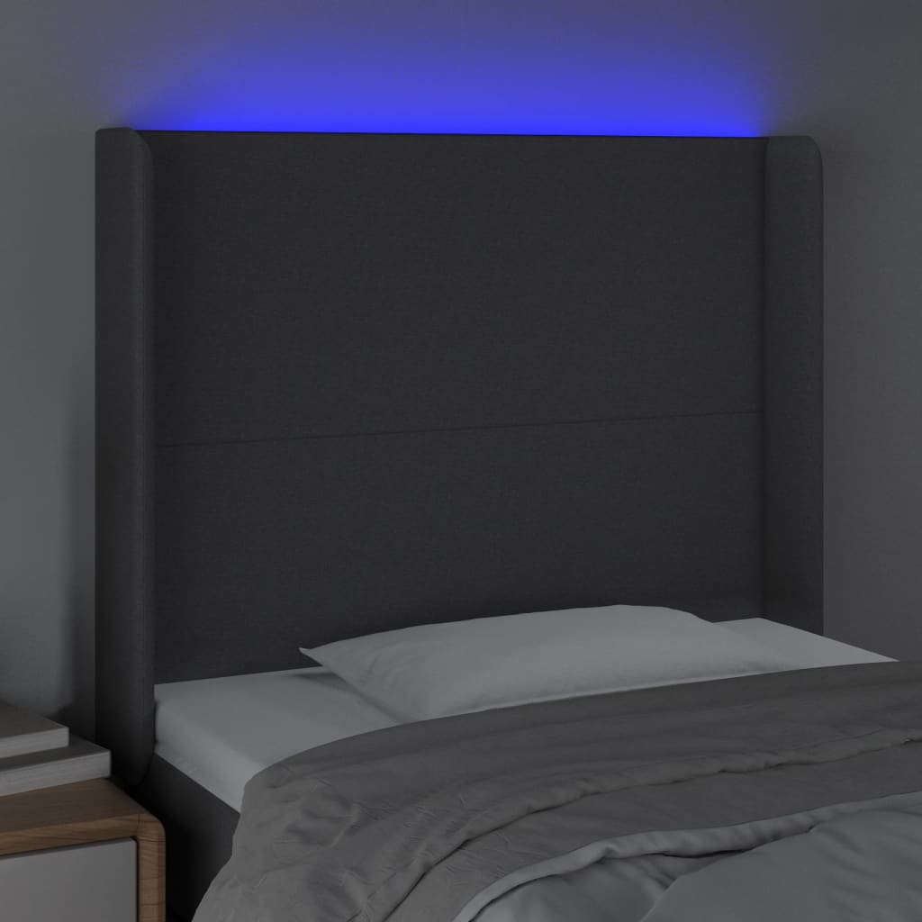 LED uzglavlje crno 103 x 16 x 118/128 cm od tkanine