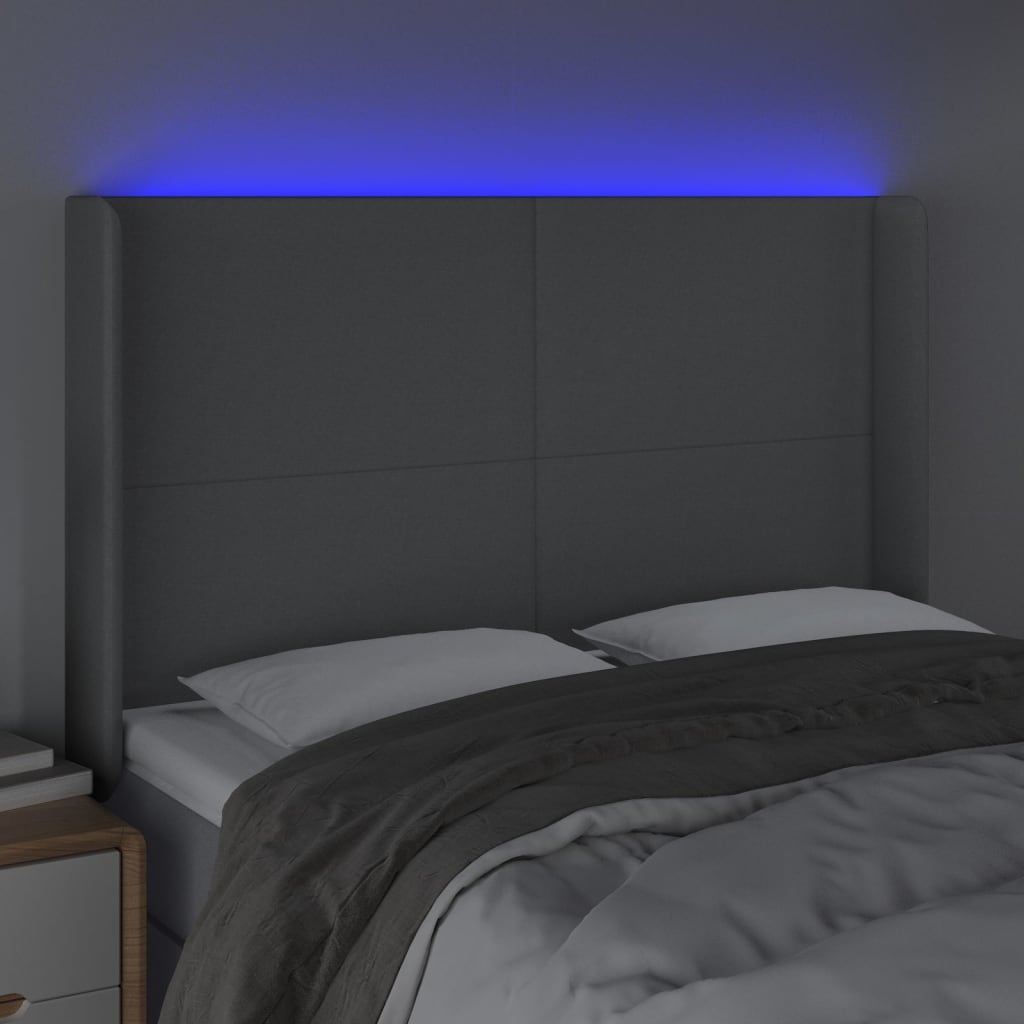LED uzglavlje svjetlosivo 147 x 16 x 118/128 cm od tkanine