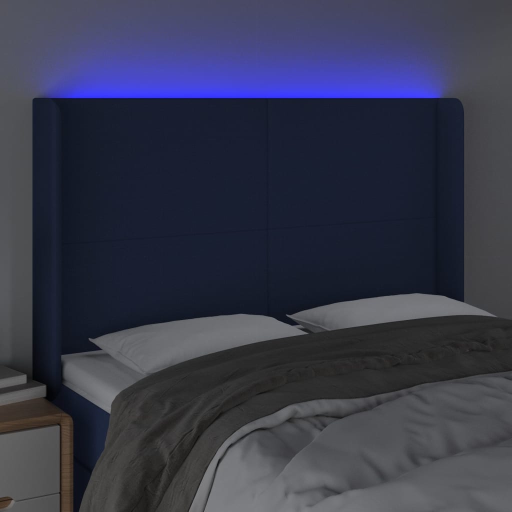 LED uzglavlje plavo 147 x 16 x 118/128 cm od tkanine