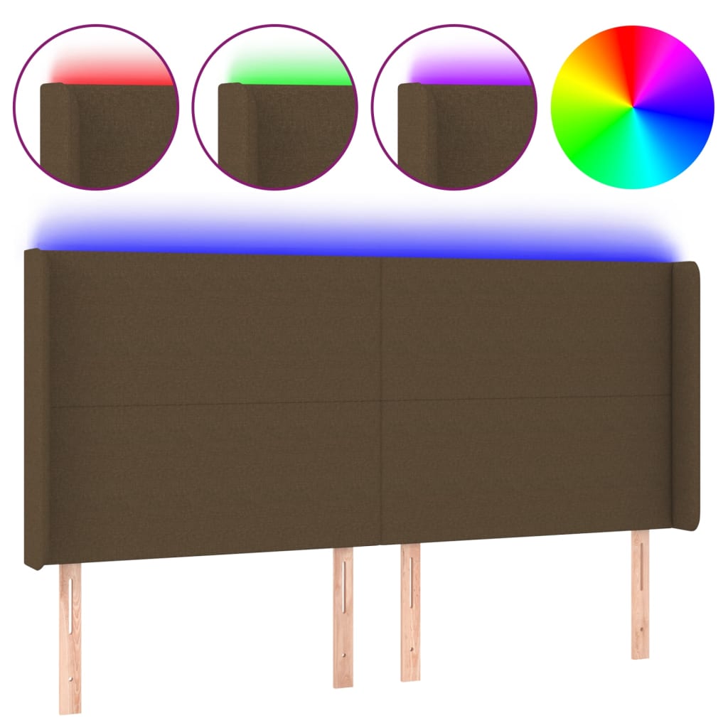 LED uzglavlje tamnosmeđe 203x16x118/128 cm od tkanine