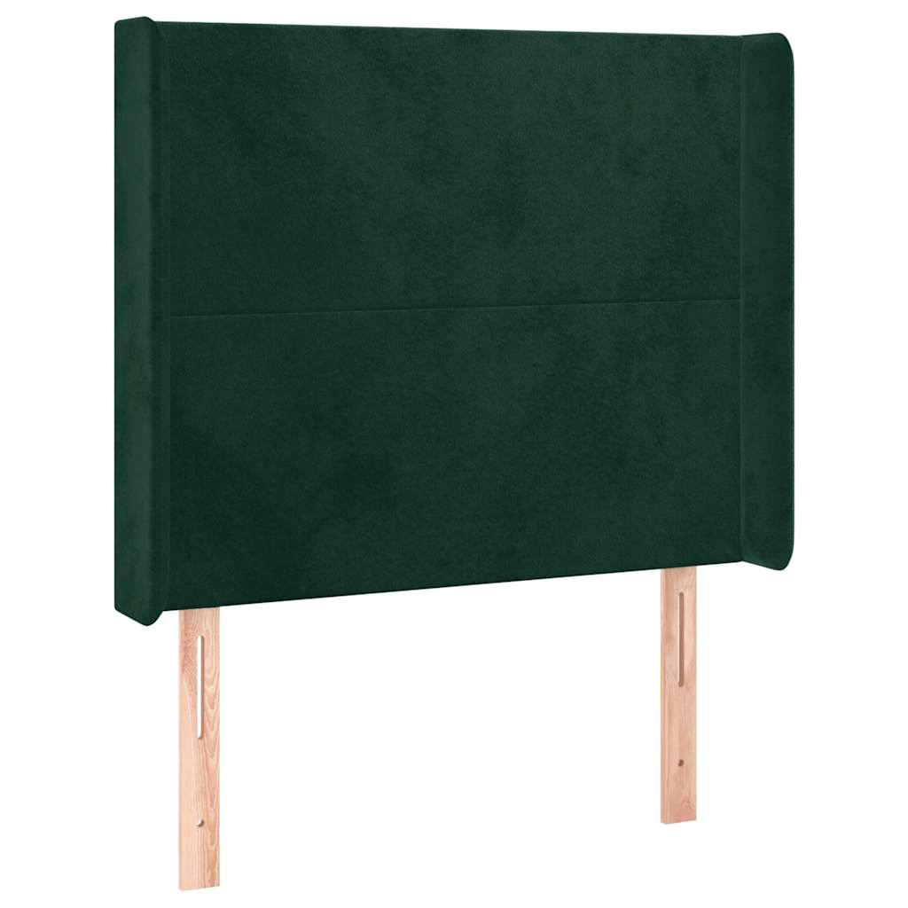 LED uzglavlje tamnozeleno 83x16x118/128 cm baršunasto