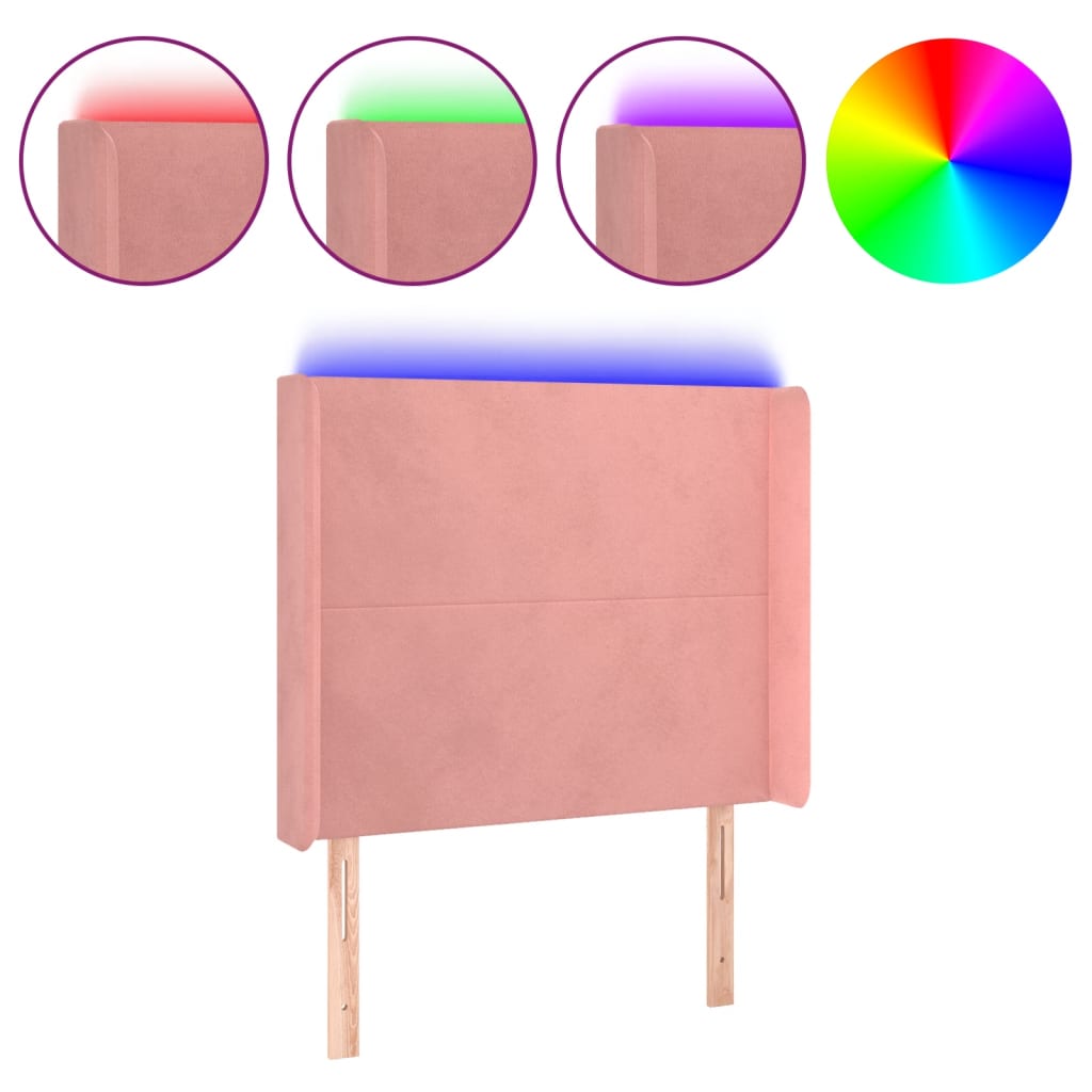 LED uzglavlje ružičasto 83x16x118/128 cm baršunasto