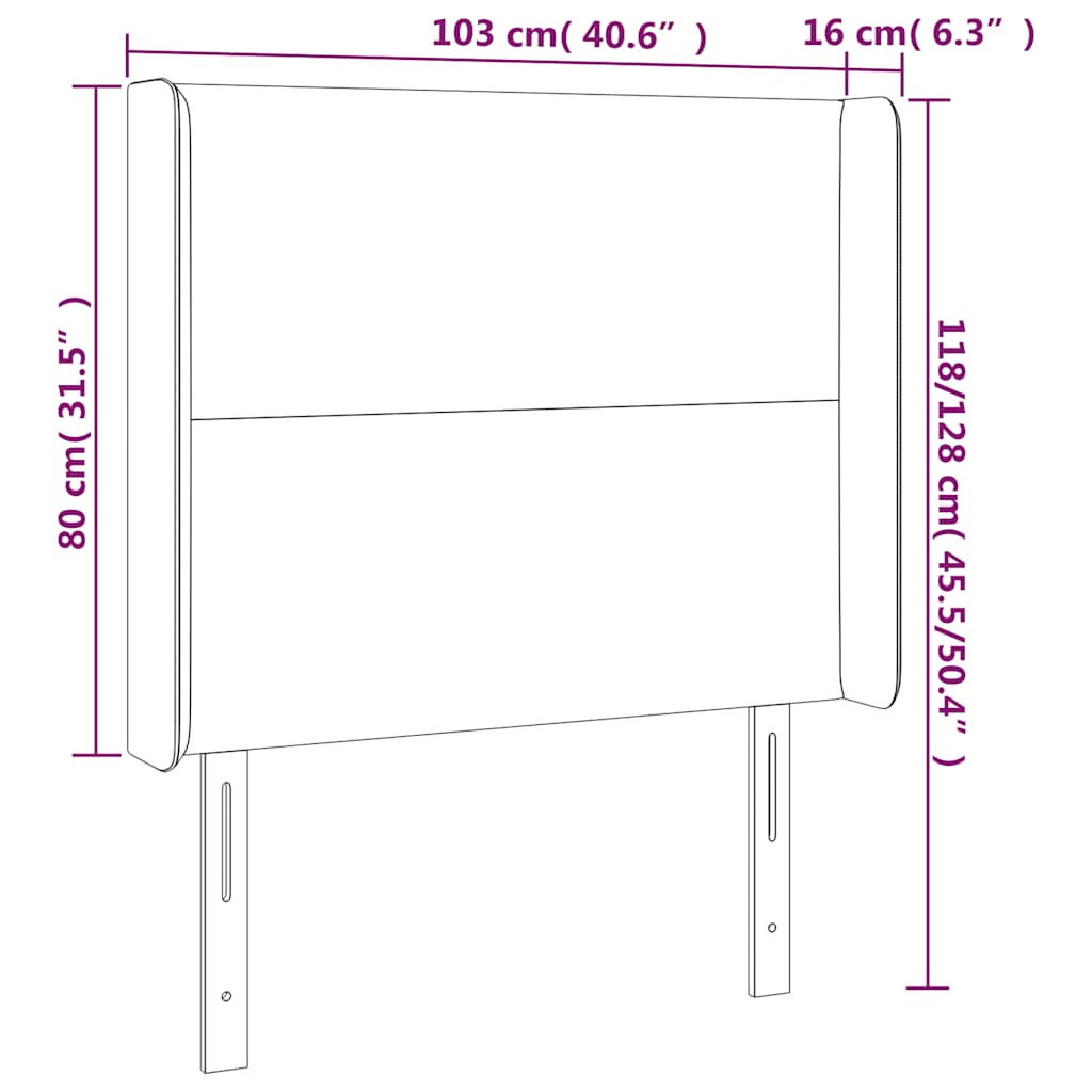 LED uzglavlje tamnoplavo 103x16x118/128 cm baršunasto