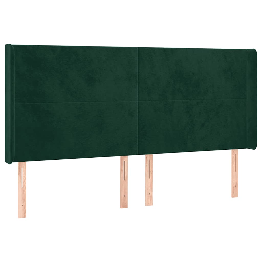 LED uzglavlje tamnozeleno 163x16x118/128 cm baršunasto